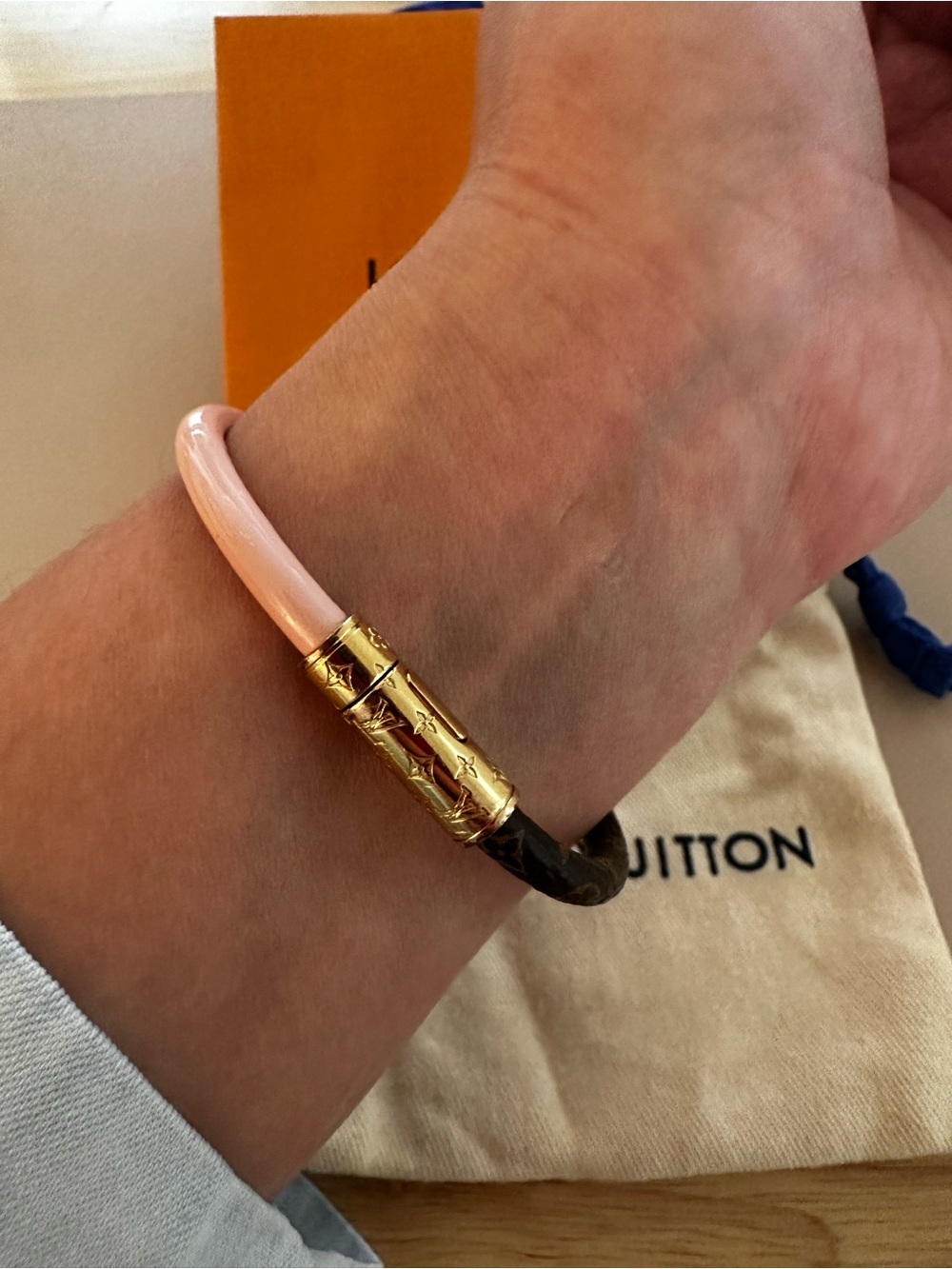 Louis Vuitton Women's Daily Confidential Pink and Brown Bangle Bracelet - Picture 3 of 5